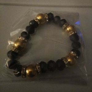 Black and Gold Stretch Bracelet